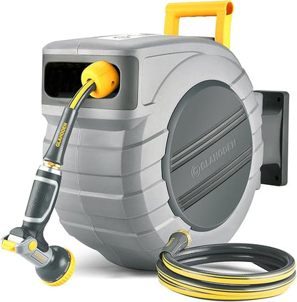 GLAHODEN Retractable Garden Hose Reel 5/8 in x 100 ft Upgraded UV Resistant by GLAHODENDreamingHouse