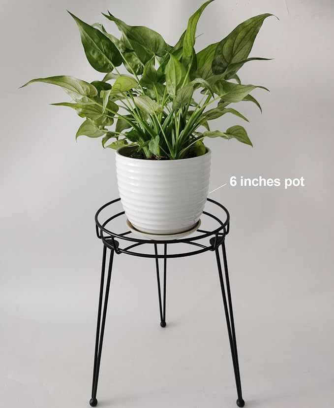 Midcentury Modern Metal Potted Plant Stand 18.7 inches Tall Flower Pot Holder - Image 6