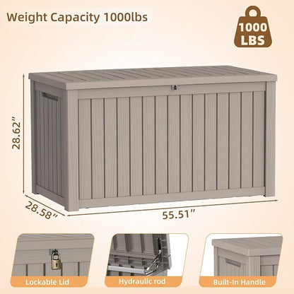 300 Gallon Outdoor Storage Box, Extra Large Resin Deck Box, Waterproof Lockable - Image 2
