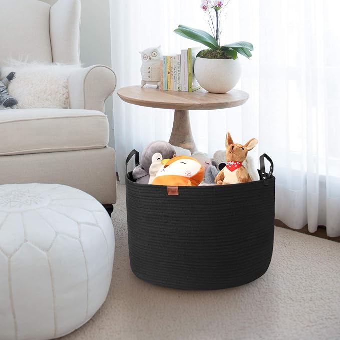 Extra Large Storage Laundry Basket 22" X 22"X 14" Cotton Rope Woven - Image 7