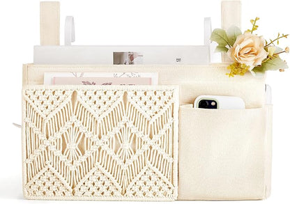 Mkono Bedside Caddy Hanging Organizer, Boho Macrame Storage - Image 8