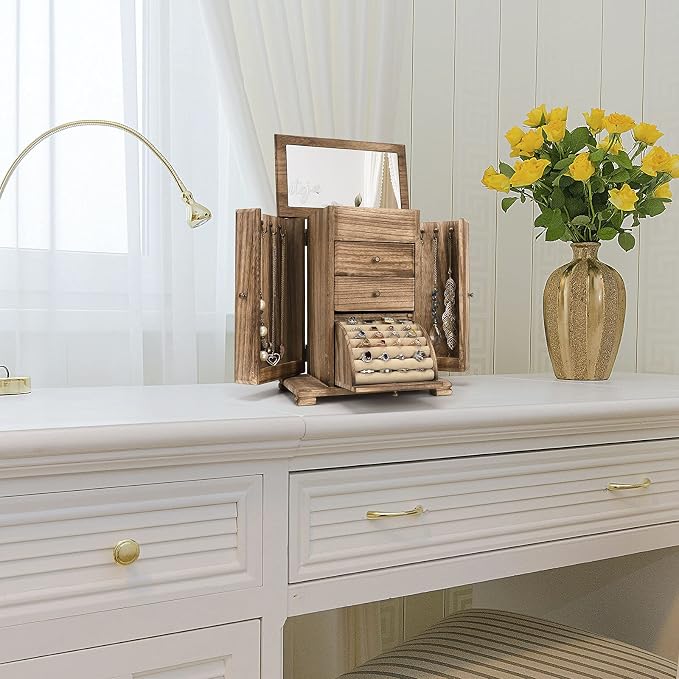 Emfogo Jewelry Box for Women, Rustic Wooden Jewelry Boxes & Organizers - Image 6