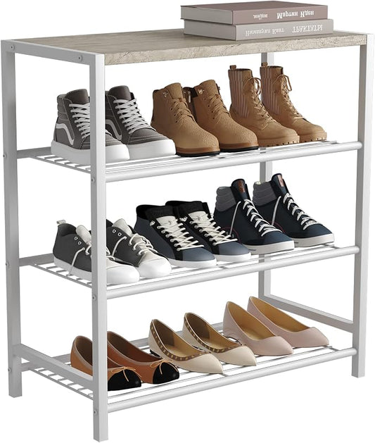HOMEFORT 4-Tier Shoe Rack, Modern Industrial Shoe Storage Tower, Narrow Shoe by HOMEFORT
