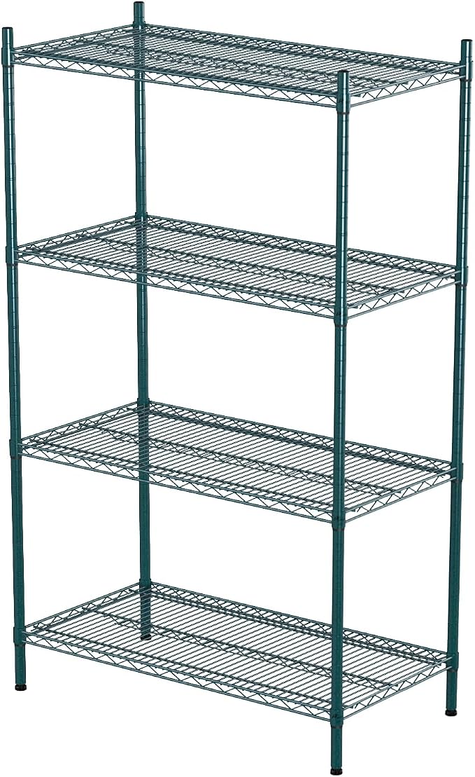 APLSS NSF 4-Tier Green-Epoxy Storage Shelves, Moist&Dry Environments, by HECMAC