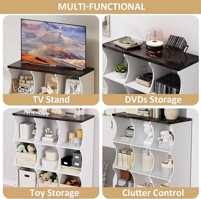 9 Cube Storage Shelf Organizer, Low Book Shelf Bookcase Entryway Table - Image 3
