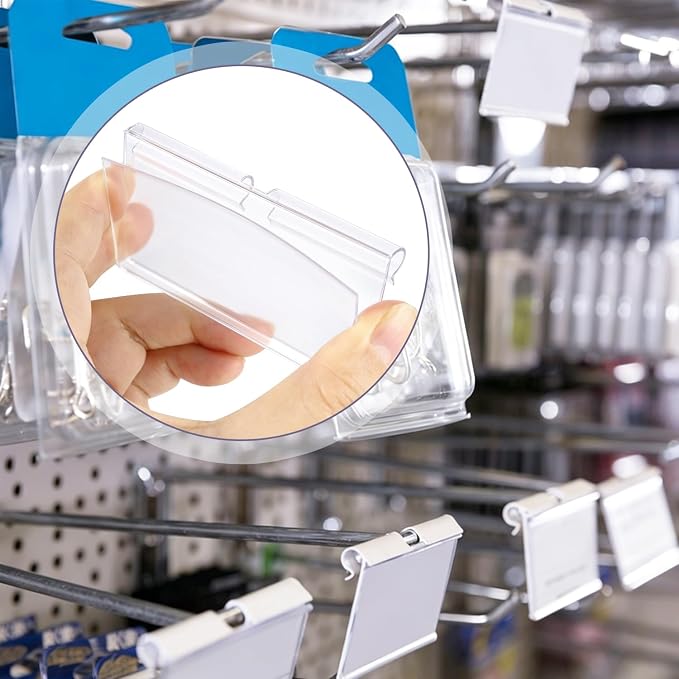 50 Pcs Clear Plastic Wire Shelf Label Holders, Basket Bin Labels Clip On - Image 4