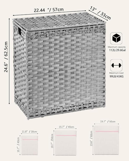 Laundry Hamper with Lid Wicker Laundry Basket 112 L Laundry Hampers Handwoven - Image 5