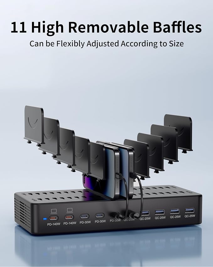 620W Charging Station for Multiple Devices, 10-Port USB C Fast Charger Station - Image 8