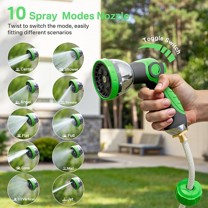 Retractable Garden Hose Reel, 1/2 in x 100 ft Automatic Slow Rewind System & - Image 7