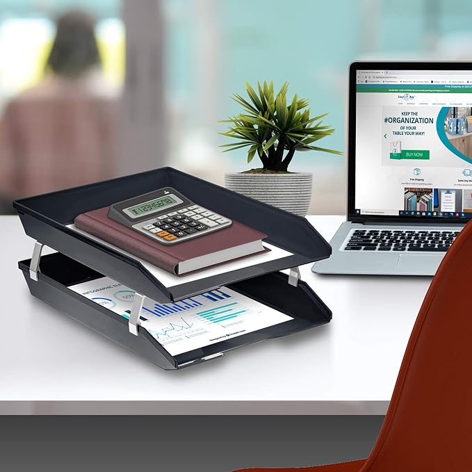 Acrimet Facility 2 Tier Letter Tray, Front Load, Letter Size/A4, Desktop File - Image 3