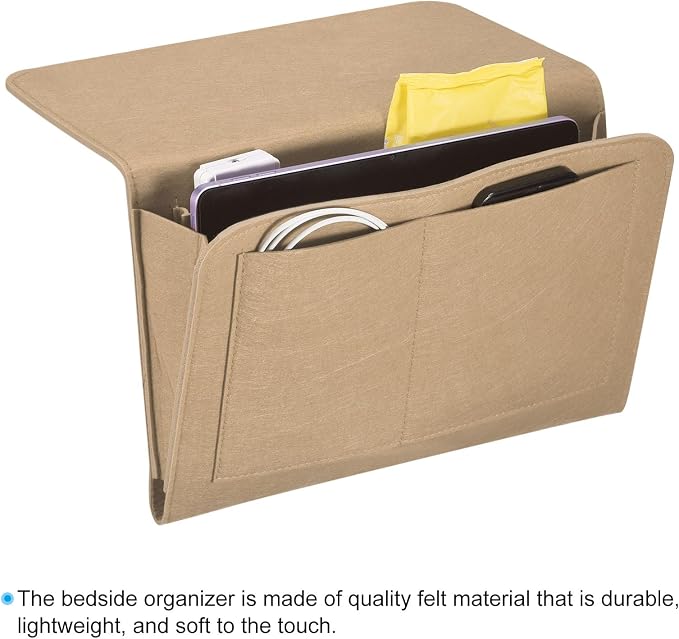 PATIKIL 13in Bedside Caddy, Bed Caddy Bedside Organizer Hanging Soft Felt 5 - Image 4