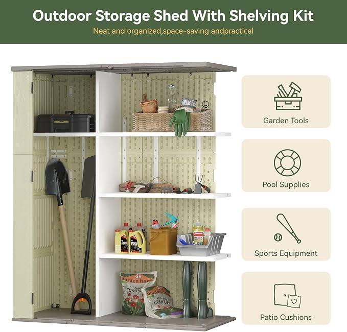 Aoxun 61 Cu.Ft Outdoor Storage Shed, Widened Outdoor Storage Cabinet Waterproof - Image 2