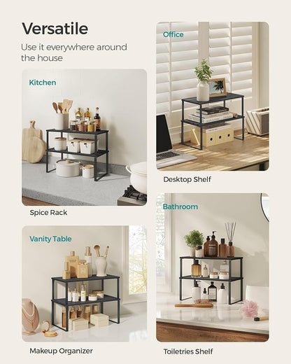 SONGMICS Cabinet Organizer Shelf, Kitchen Storage, Spice Rack, Expandable - Image 6