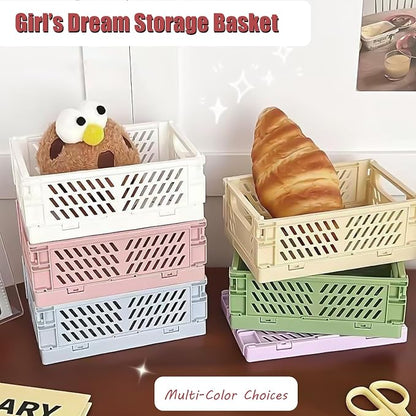 Pastel Plastic Storage Baskets 2 Pack, Collapsible Crates - Image 4