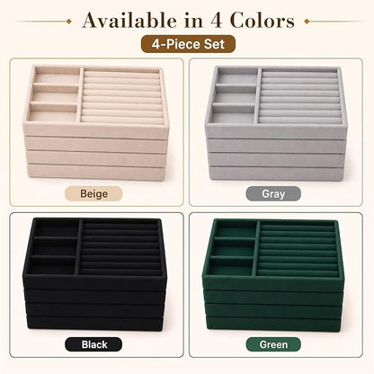 4 Pack Stackable Jewelry Organizer Tray Set - Image 7