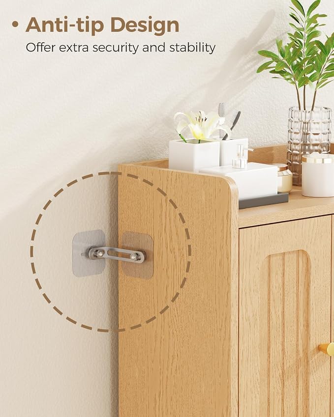 BEWISHOME Small Floor Cabinet, Toilet Paper Storage, Bathroom Storage Cabinet | - Image 6