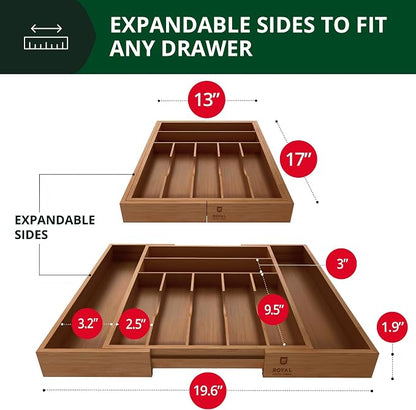ROYAL CRAFT WOOD Luxury Bamboo Kitchen Drawer Organizer - Image 2