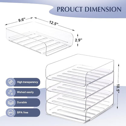 CiWiVOKi 4 Trays Paper Organizer Letter Tray, Acrylic Clear PET Desk File - Image 2