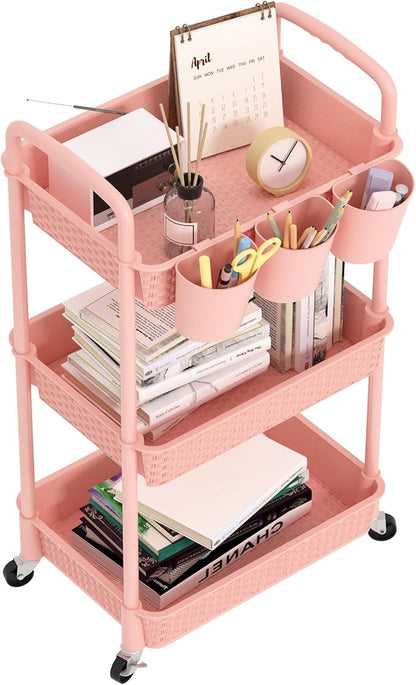 MOYIPIN 3-Tier Plastic Rolling Utility Cart by MOYIPIN