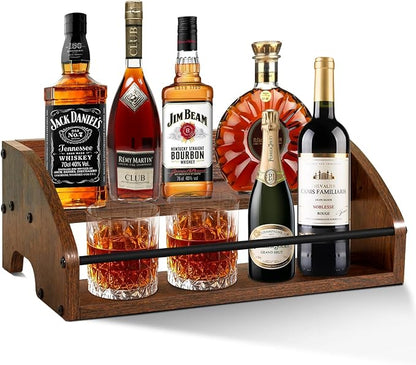 Wooden Countertop Organizer- Liquor Bottle Display Shelf, Coffee Syrup Rack by STAEVER