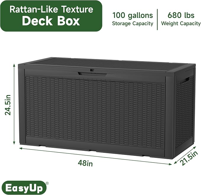 120 Gallon Outdoor Deck Box, Resin Waterproof Storage Box - Image 2