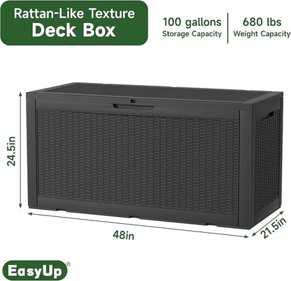 120 Gallon Outdoor Deck Box, Resin Waterproof Storage Box - Image 2
