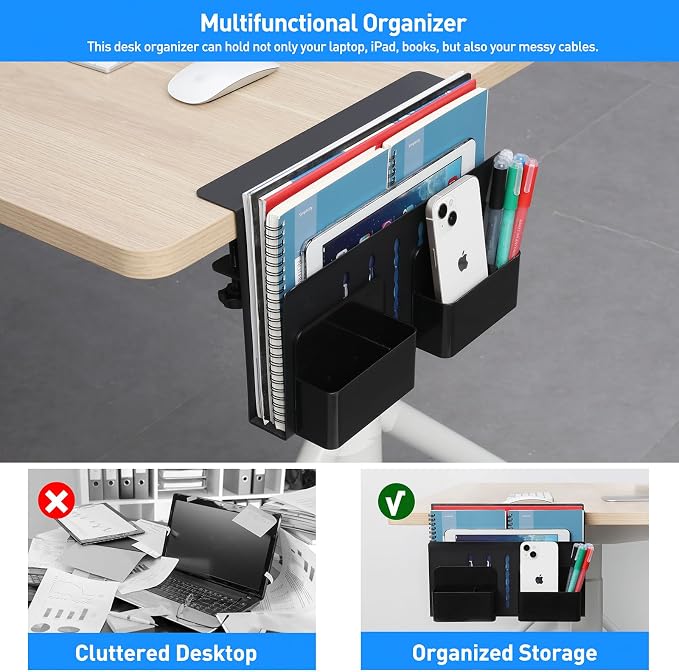 MAXECHO Desk Side Storage, Under Desk Laptop Mount, Table Side Hanging File - Image 3