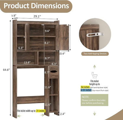 Over the Toilet Storage Cabinet, Freestanding Storage Cabinet Over Toilet - Image 2
