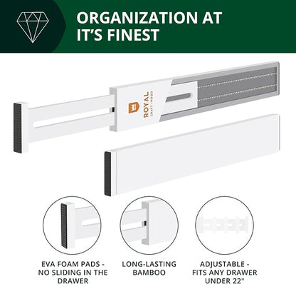Bamboo Drawer Dividers Organizers, Adjustable Drawer Separator Splitters - Image 4