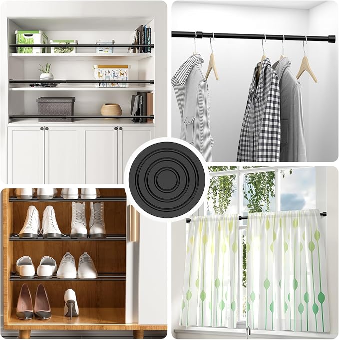 MEXAU 1Pack Spring Tension Curtain Rod 26-39 inch Black Small Tension Rod | - Image 3