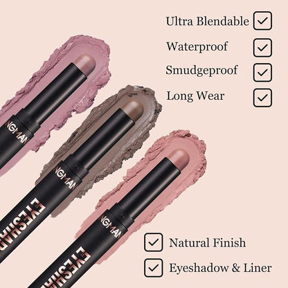 Matte Eyeshadow Stick Blendable Cream Eyeshadow Waterproof Long Lasting High - Image 4