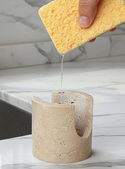 Luxury Travertine Sponge Holder – Fast-Drying, Rust-Proof Kitchen Sink Caddy by BekPooQ