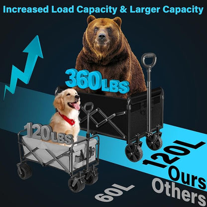 Collapsible Wagon Cart with Wheels Foldable: 360LBS Heavy Duty Folding Utility - Image 5