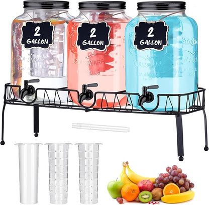 Lallisa 3 Pcs 2 Gallon Glass Drink Dispenser by Lallisa