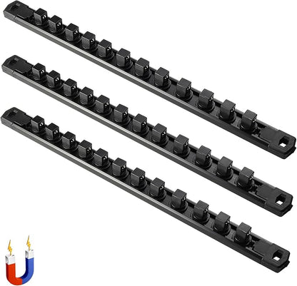 ALOANES 3-Piece Magnetic Socket Organizer, Heavy Duty Aluminum Socket Rails by Aloanes