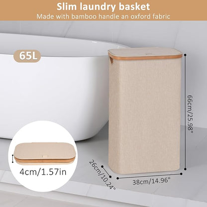 iEGrow 65L Slim Laundry Hamper, Narrow Laundry Basket - Image 2