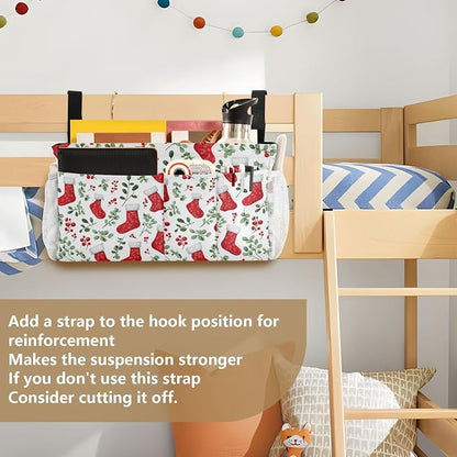 Red Stockings Holly Christmas Bedside Caddy - Image 6
