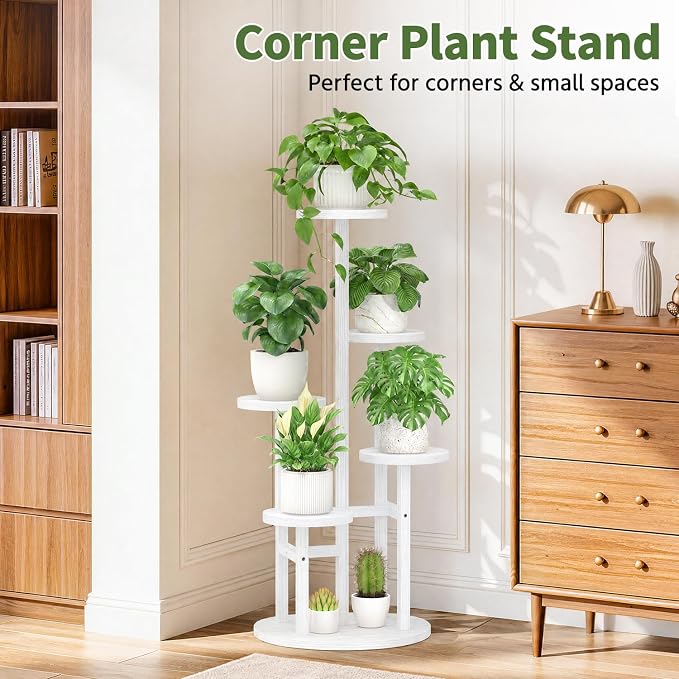LASZOLA 5 Tiered Wood Plant Stand Indoor Corner, Flower Holder Rack Tall - Image 2