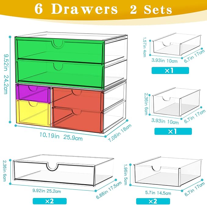 Acrylic Organizer with 6 Drawers, Bathroom Counter Organizer, Makeup Desk - Image 3