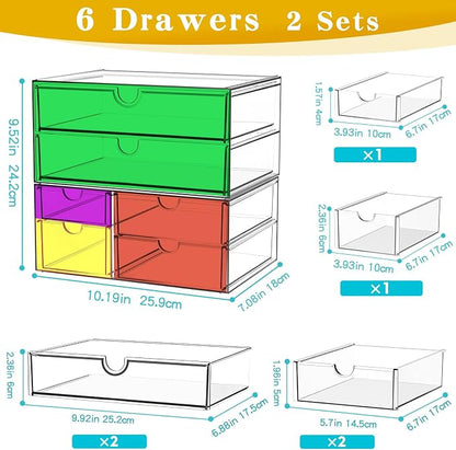 Acrylic Organizer with 6 Drawers, Bathroom Counter Organizer, Makeup Desk - Image 3