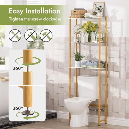 AmazerBath Bamboo Over The Toilet Storage Shelf, 3-Tier Bathroom Storage - Image 5