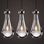 Raindrop Pendant Lights Set of 3, Modern Pendant Lights Kitchen Island 3 Pack, Brushed Nickel Island Light, Pendant Light for Bedroom Bathroom, Chandelier for Living Room Hallway