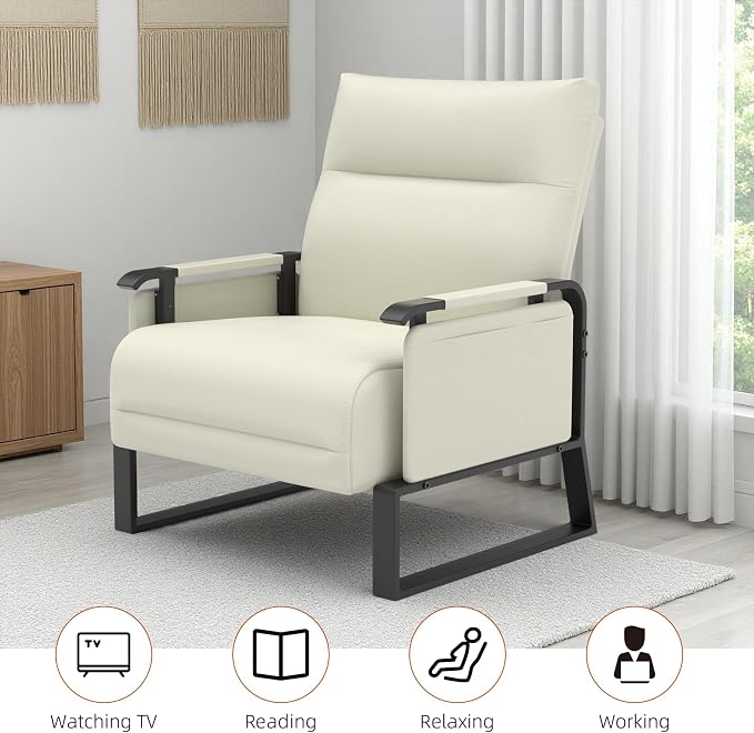 Upholstered Accent Chairs Set of 2, Modern Faux Leather Sofa Chairs - Image 8