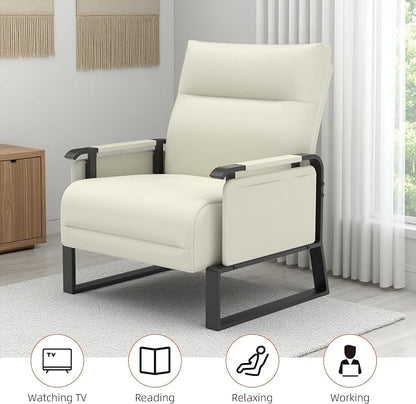 Upholstered Accent Chairs Set of 2, Modern Faux Leather Sofa Chairs - Image 8
