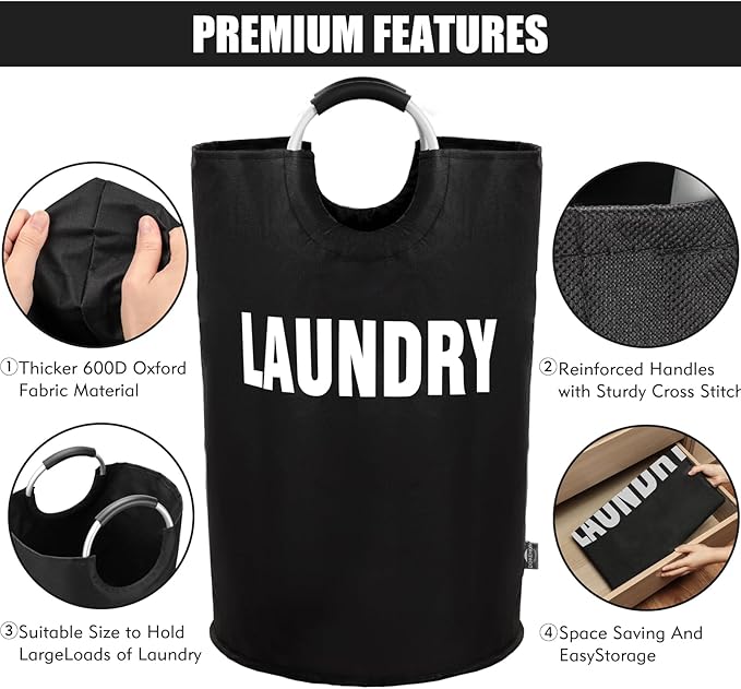 DOKEHOM 160L XX-Large Laundry Basket, Collapsible Laundry Bag, Foldable Laundry - Image 7