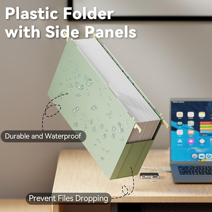 Ansook Plastic Legal Size Hanging File Folders, Heavy Duty 3" Legal Expandable - Image 2