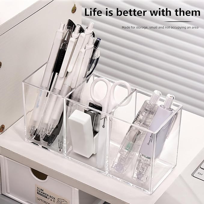 Acrylic Makeup Brush Holder, 2 Pack Clear Pencil Holder, Desk Accessories Holder - Image 6