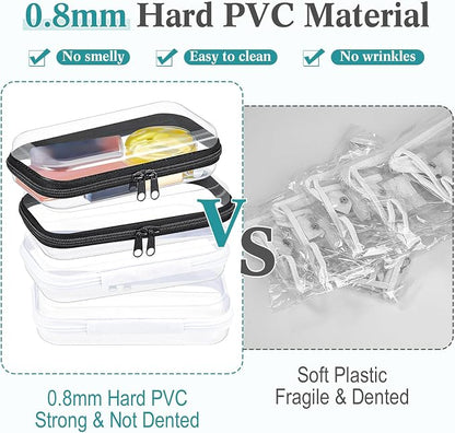 Hoolerry 4 Pcs Hard Clear Zipper Case Makeup Bags Plastic Pencil Pouch - Image 4
