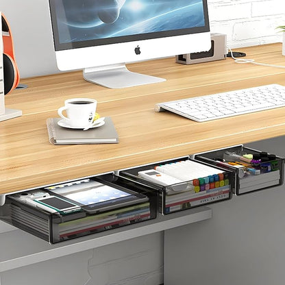 Under Desk Table Drawer Storage Organizer, 3 Pack Large & Medium & Small Slide - Image 8