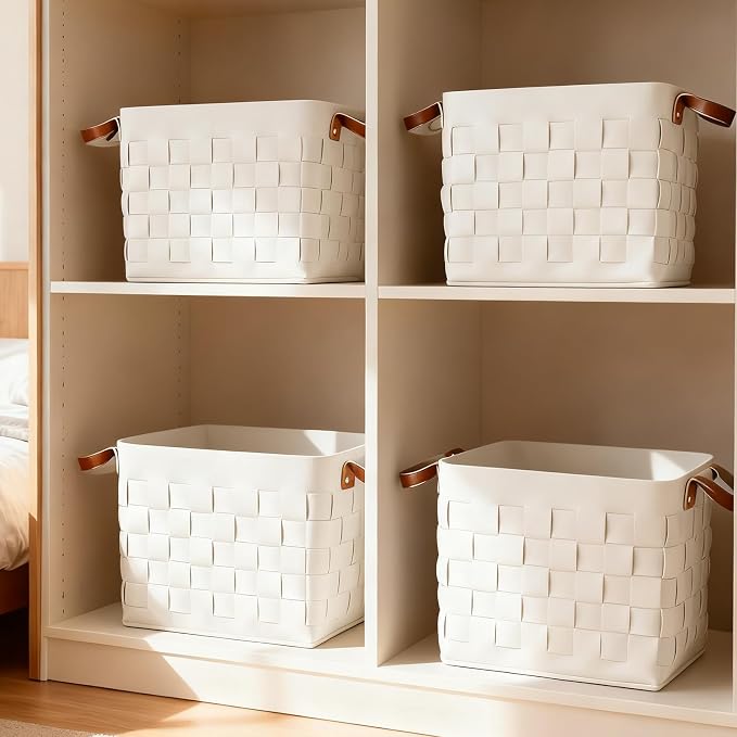 boldmonkey Storage Basket 3 Pack, Cube Felt Fabric Storage Box - Image 8
